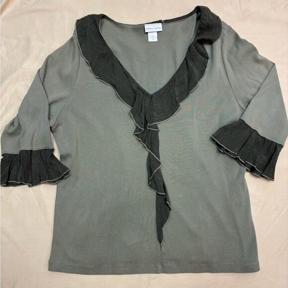 Soft Surroundings Women’s Sage Green Ruffle Trim Shirt Size 2X - Picture 1 of 6